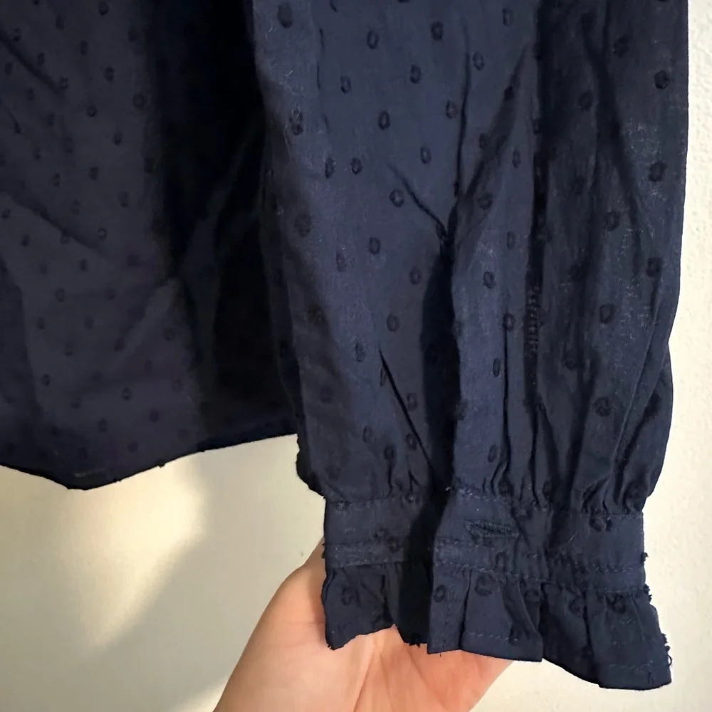 NWT Small Loft Navy Long Sleeve Cotton Blouse - Picture 5 of 5